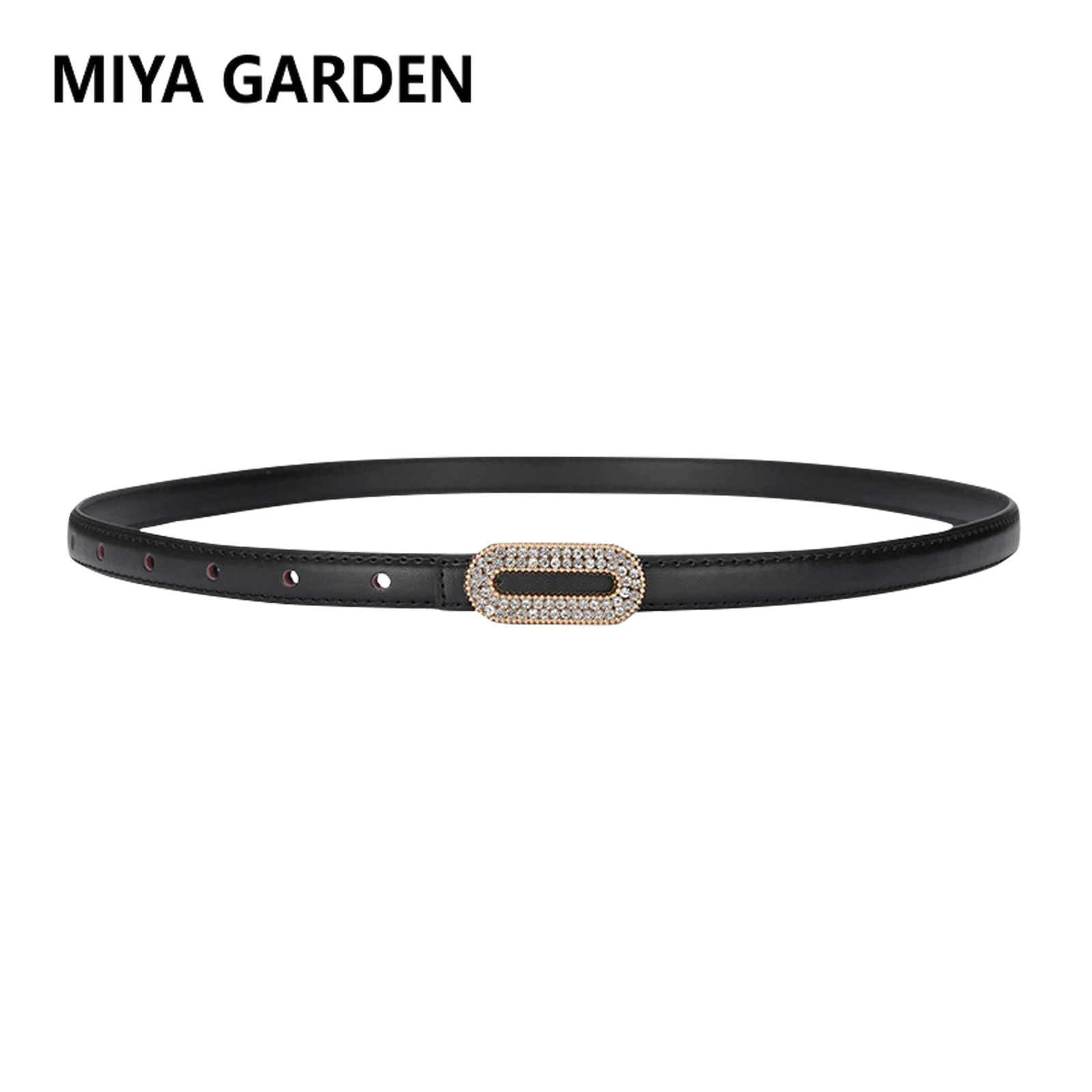 MIYA GARDEN Women's Belt 2024 New Diamond Round Buckle Belt Simple Versatile Youth Belt With Jeans Dress Leather Women's Belt