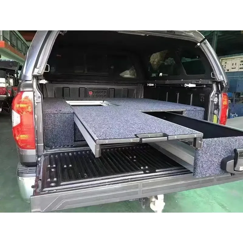 مخصص شاحنة بيك اب الشريحة خارج تخزين Suv صندوق أسود 4Wd سيارة الخلفي مقاوم للماء Ute أدراج F150 نظام الدرج الخلفي #3