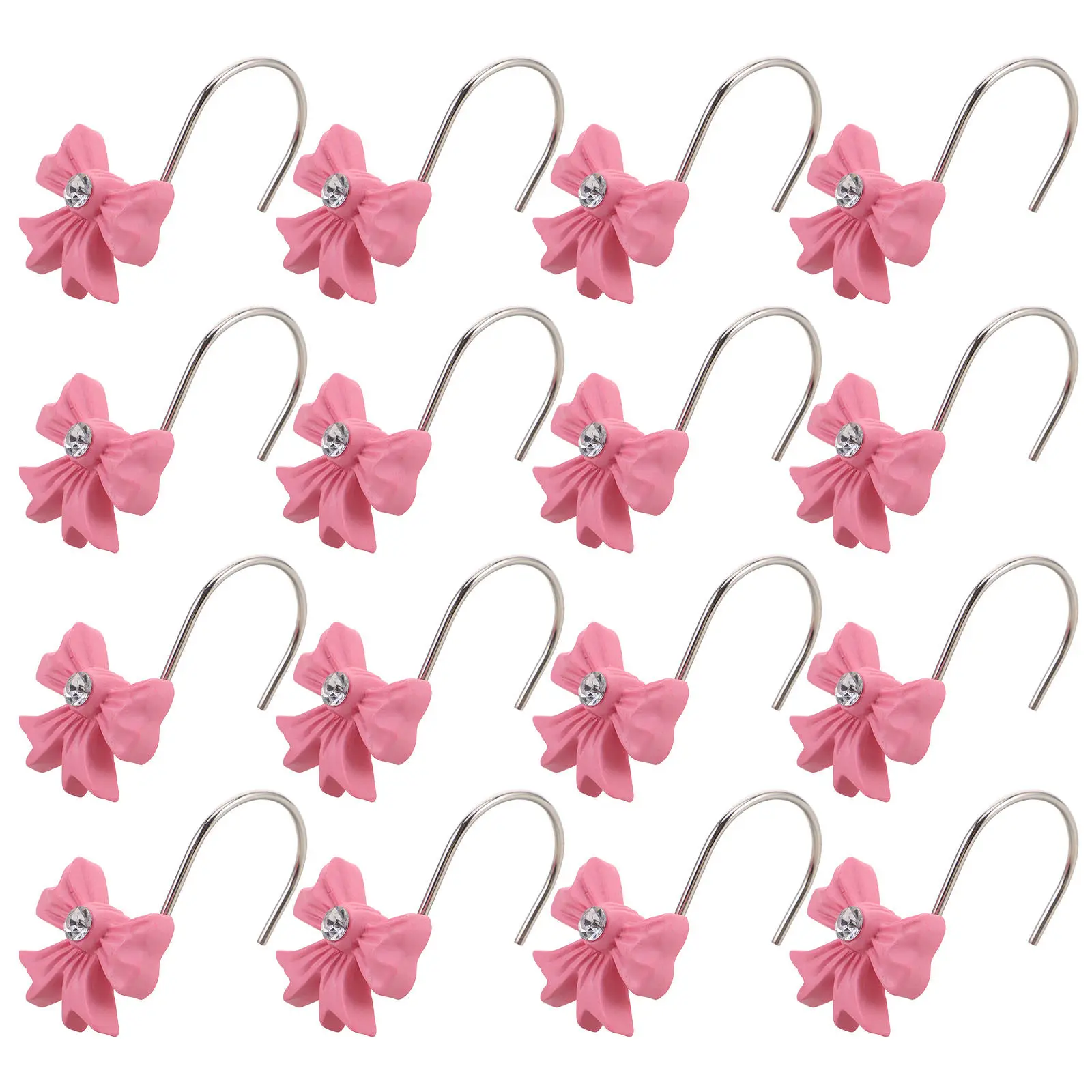 12Pcs Resin Bow Knot Curtain Hooks Decorative Bathroom Shower Curtain Rings Drapes Holders Cute Decor Drape Hooks view 5