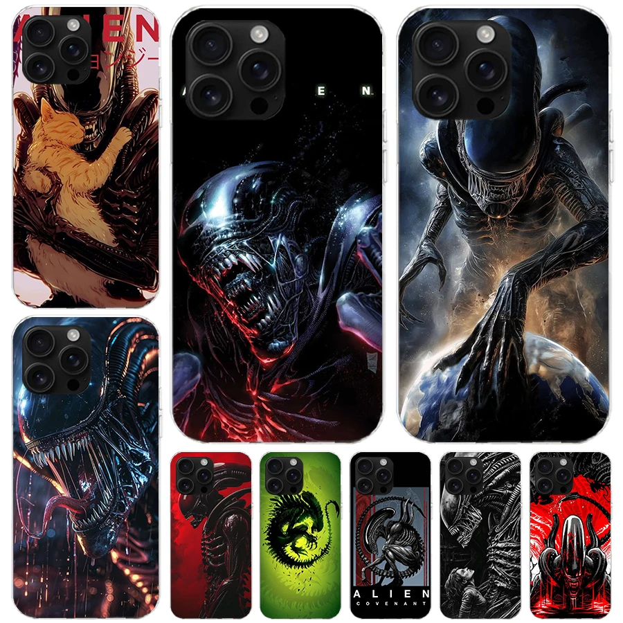 كول A-Alien X-Xenomorph آيفون 17 الهواء 16 15 14 زائد 13 Mini 12 11 Pro Max جراب هاتف 16E 7 طباعة 8 SE Fundas غطاء لينة Coq