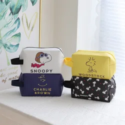 Snoopy Frauen Make-up Tasche Mädchen Cartoon niedlichen snoopy Druck Hand Reise Kultur beutel Leder tragbare große Kapazität Make-up-Tasche