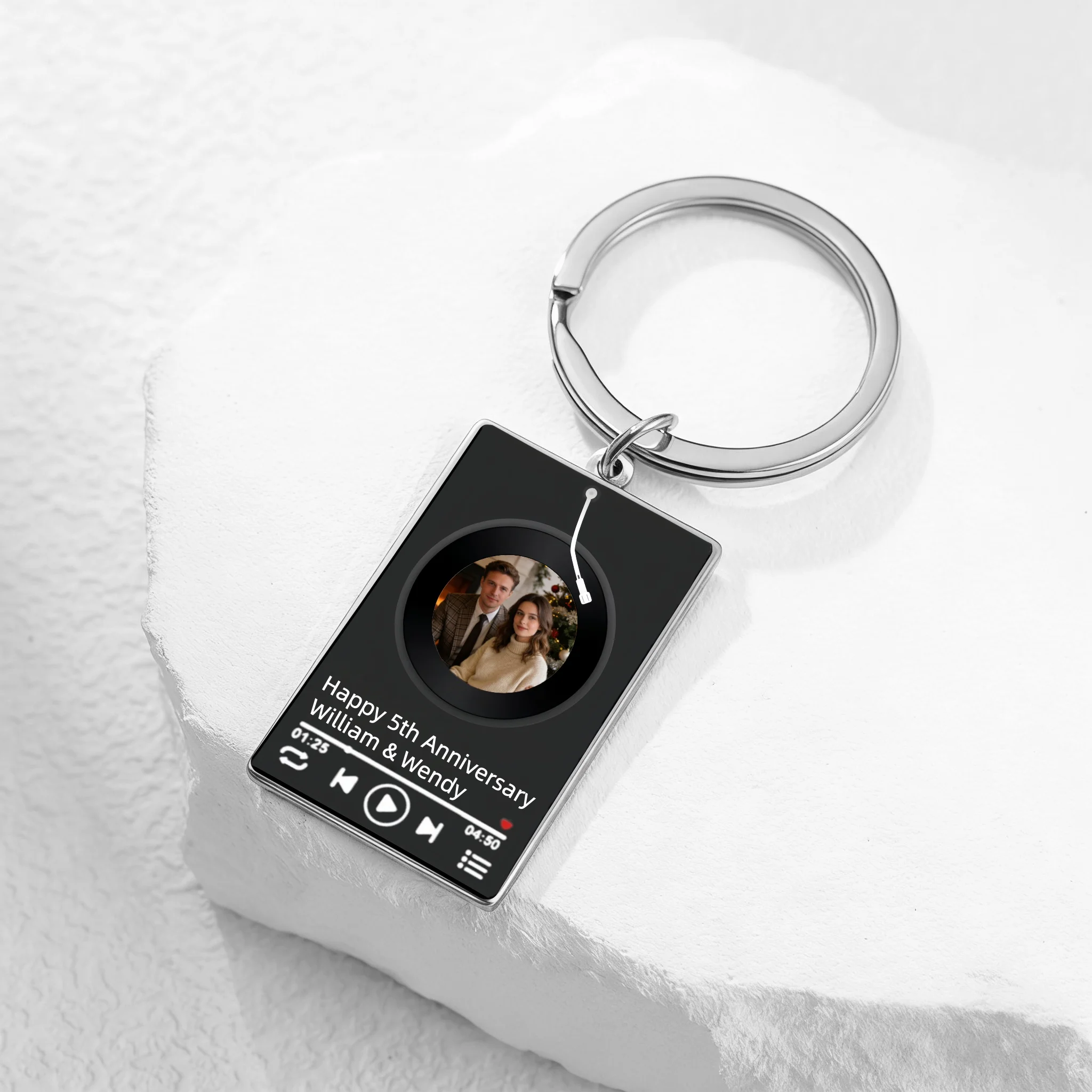 سجل فينيل شخصي مع سلسلة مفاتيح صور مخصصة أغنية صورة المفاتيح ألبوم مخصص كيرينغ الموسيقى الحب المفاتيح زوجين هدية