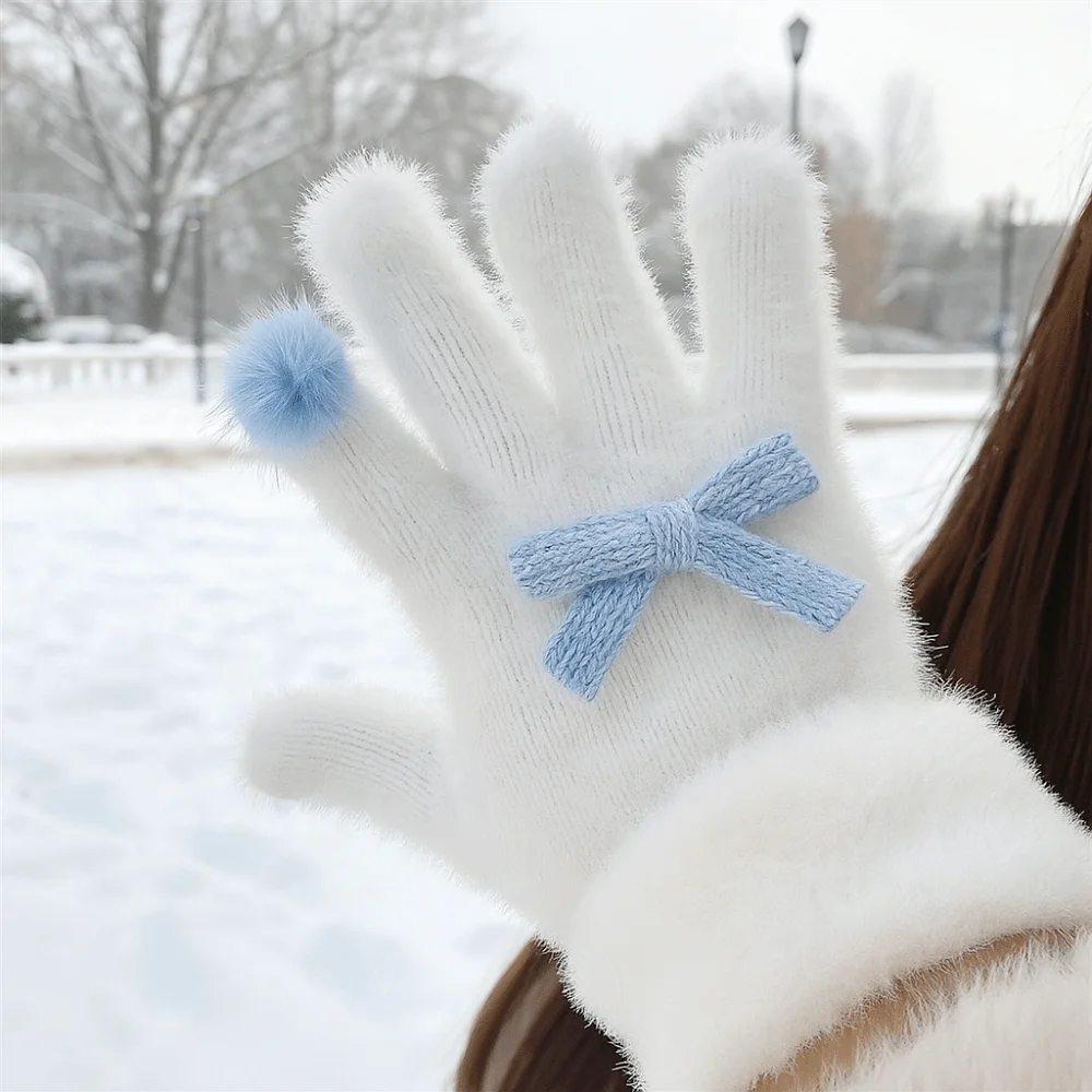 أزياء القوس الأزرق قفازات الباردة والدليل على سميكة قفازات دافئة يندبروف القفازات الشتاء