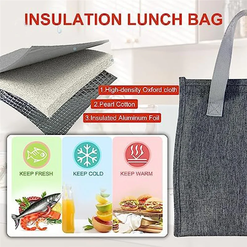 

ABBN-Minimalist Lunch Bag Reusable Insulated Lunch Bag Leakproof Simple Bento Lunch Bag For Women Men Lunch Box Container