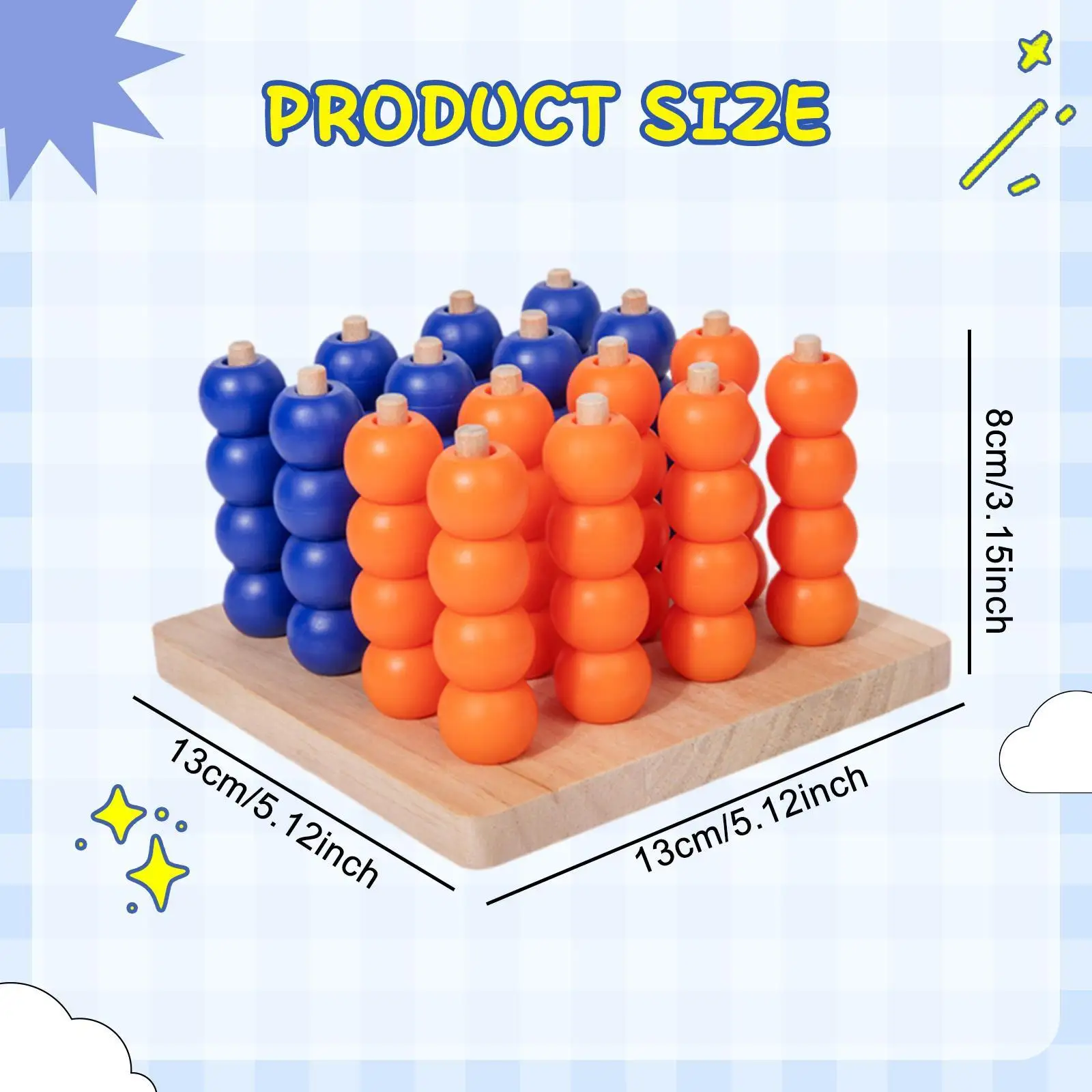 لعبة لوح خشبي كلاسيكية مصنوعة يدويًا بأربعة في صف لعبة لحفلات الأطفال والأسرة #6