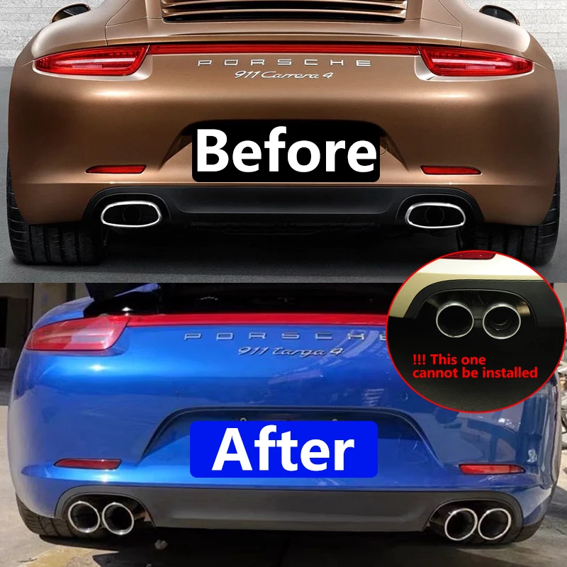 Per il 2013-2019 Porsche 911 Carrera 911.1 911.2 Tubo Di Scarico Aggiornamento In Acciaio Inox Nero Quad Silenziatore Punta Ugello