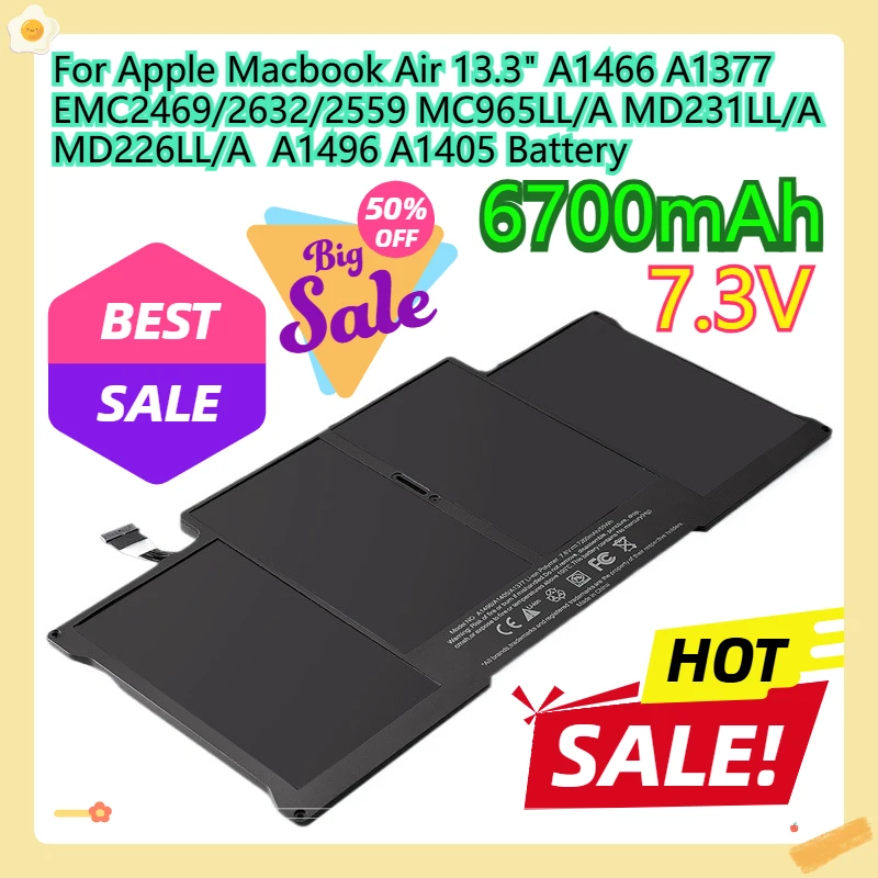 

For Apple Macbook Air 13.3" A1466 A1377 EMC2469/2632/2559 MC965LL/A MD231LL/A MD226LL/A A1496 A1405 Battery