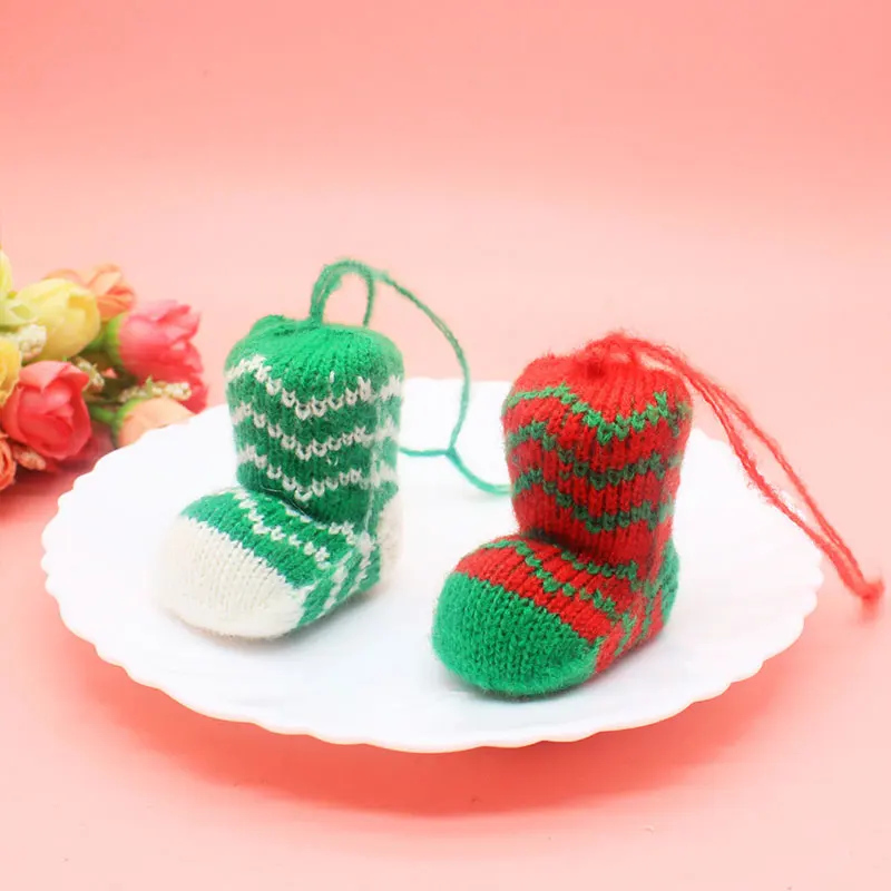3 Stück Cartoon-Weihnachtsbaum-Anhänger, gestrickte Ornament-Serie, DIY-Material für Schuh-, Socken- und Taschendekoration – Detail 6