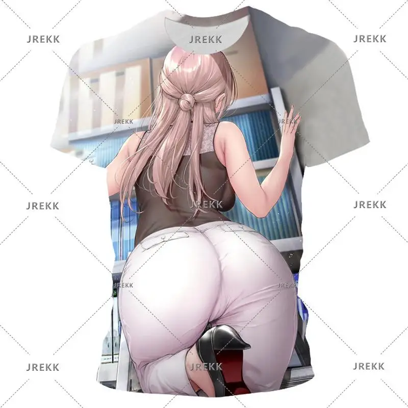 Ahegao Hentai Custom Anime T Shirt for Men 3D Waifu Girls Printed T-shirt Harajuku Fashion Tops Customized Sexy Loli Tee Shirts