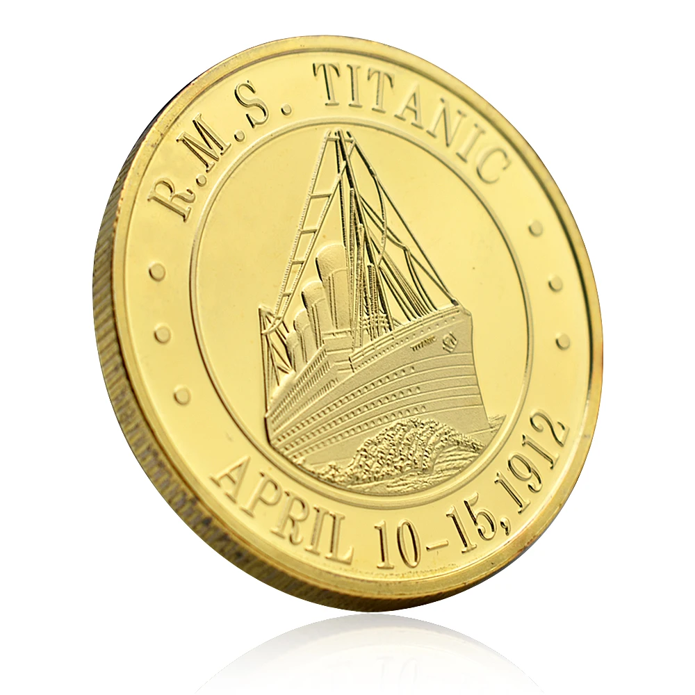 Titanic Challenge Coin Gold Plated Metal RMS Crafts Commemorative Medallion Collectible Gift