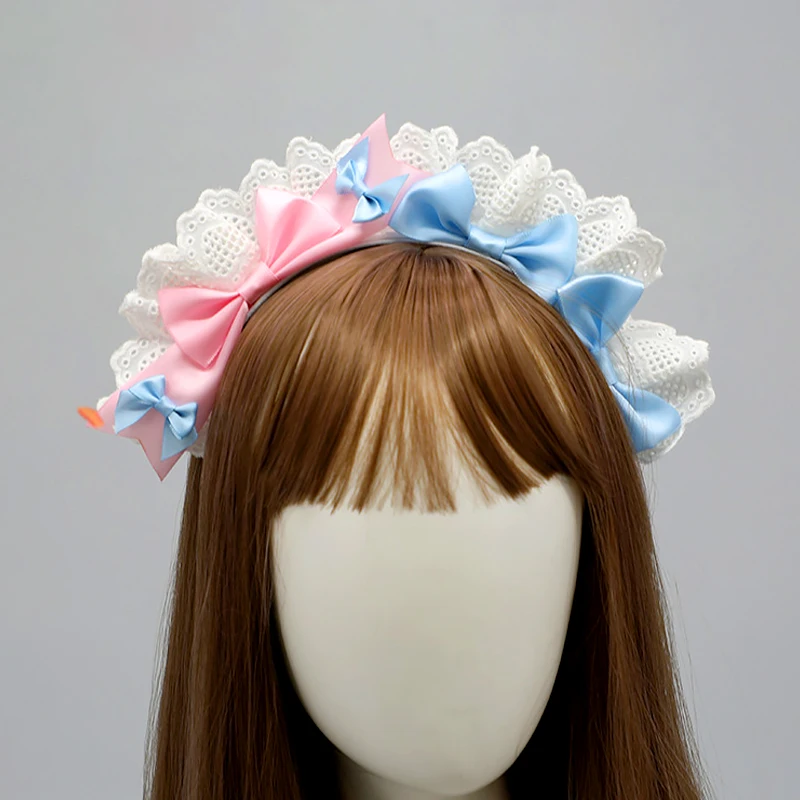 Lolita Cosplay Headband para Mulheres, Headdress Ruffles, Hoop de Cabelo, Arco, Mesh Props, Hairband, Party Decor, Girls Acessórios