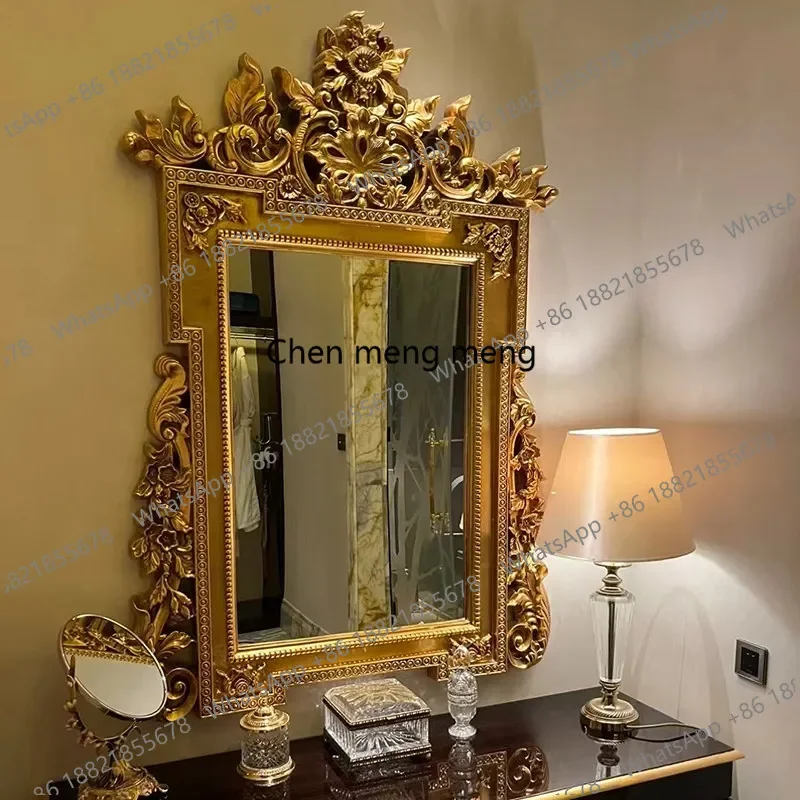 MM02 Wall Mounted Decorative Mirror Entryway Vintage Mirror French Fireplace Court Style Background Wall Mirror