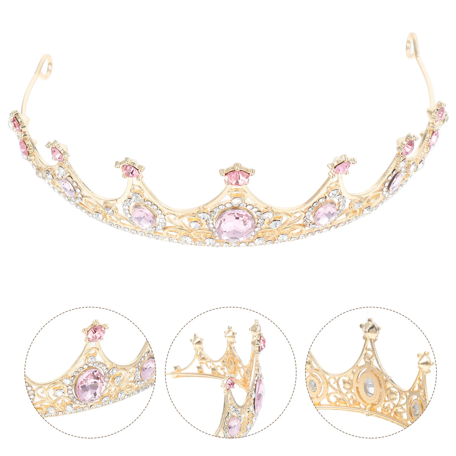 

Sturdy Zinc Alloy Rhinestone Baroque Crown For Women Bridal Wedding Party Homecoming Tiara Headband Vintage Princess Crown Hair
