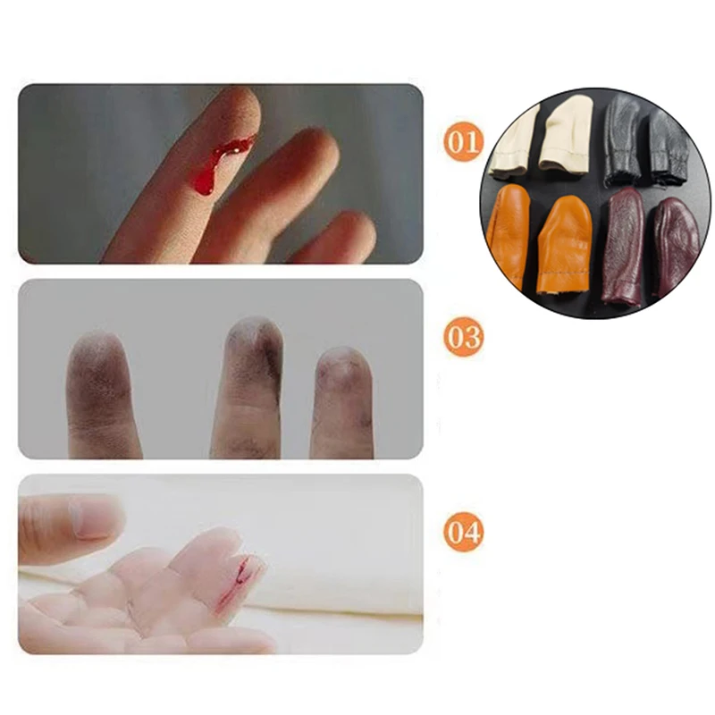 2Pcs Safe Leather Needle Felting for Thumb Index Finger Protector Thimble Protection Guard Hand Craft Embroidery Tool Random