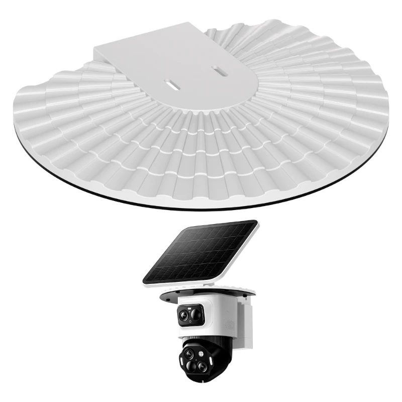 Camera Cover for Solar Outdoor Monitoring, ABS Rain Sun Cover with Rear Mounting Plate, Screw and Yard Garage Viewing Use