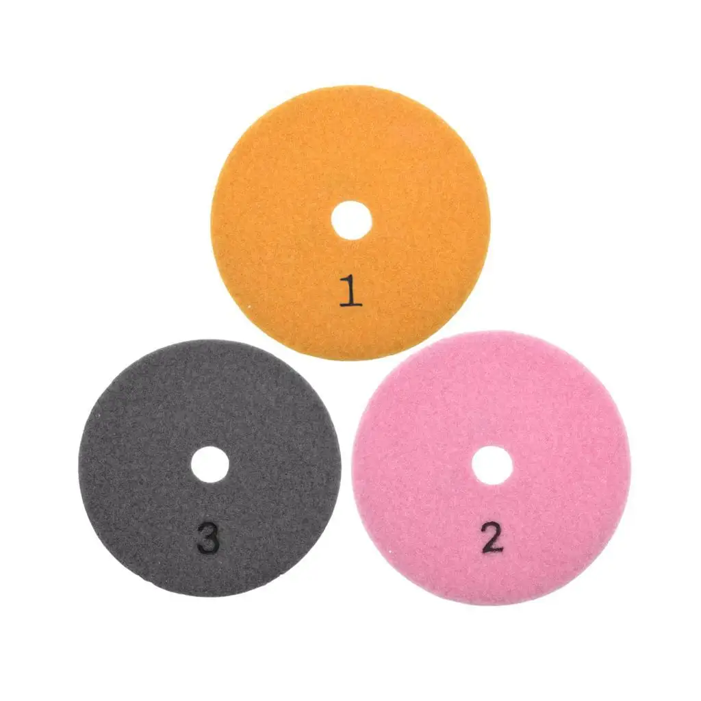 3 Pieces 4 Inch Diamond Polishing Pads Quickly Polishing Sanding Discs ,Round