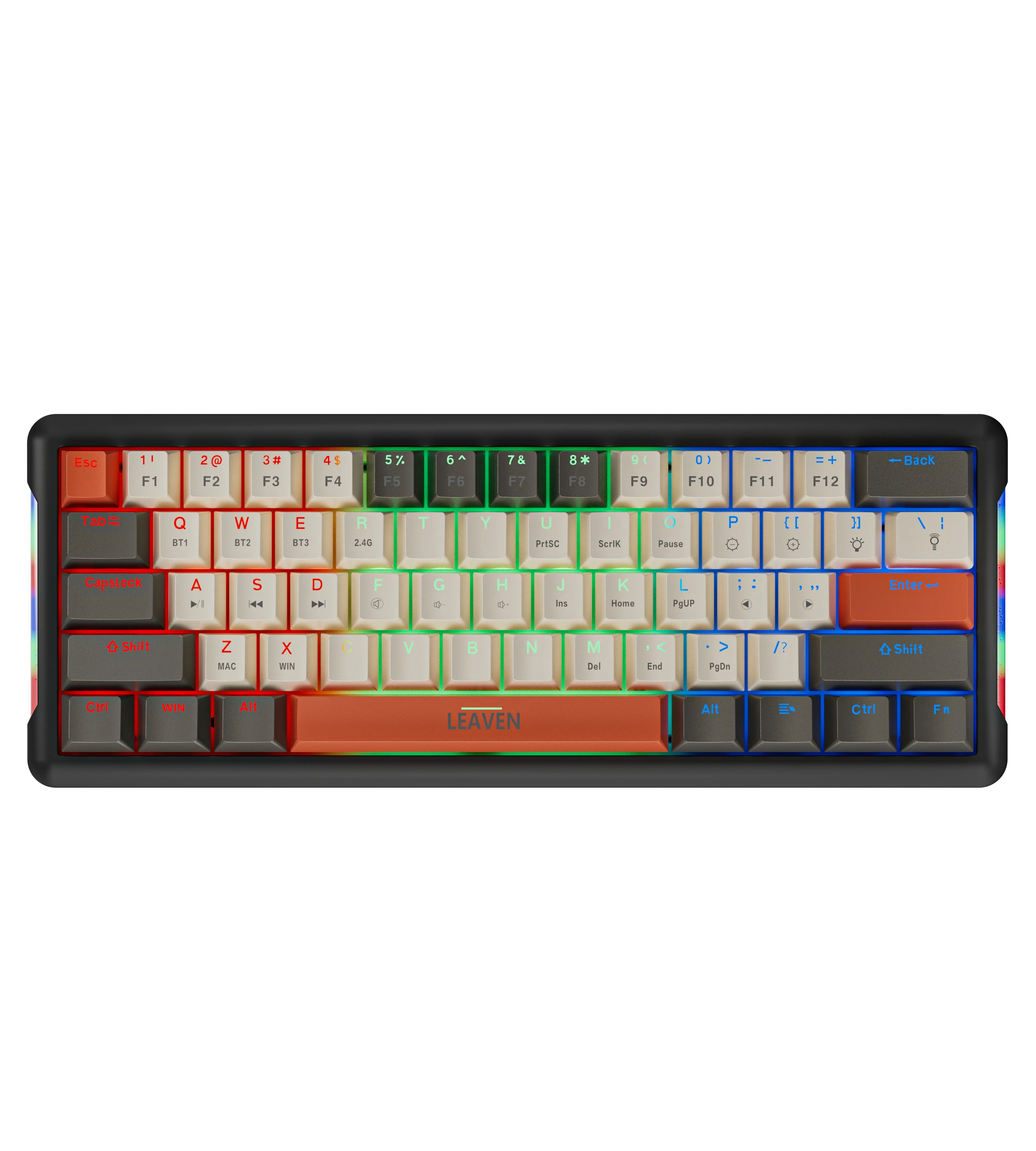 

RGB Lighting 2.4G Bluetooth 5.0 Wired TYPE-C Three Mode Computer Laptop Gaming 61 Keys Wireless Mechanical Keyboard