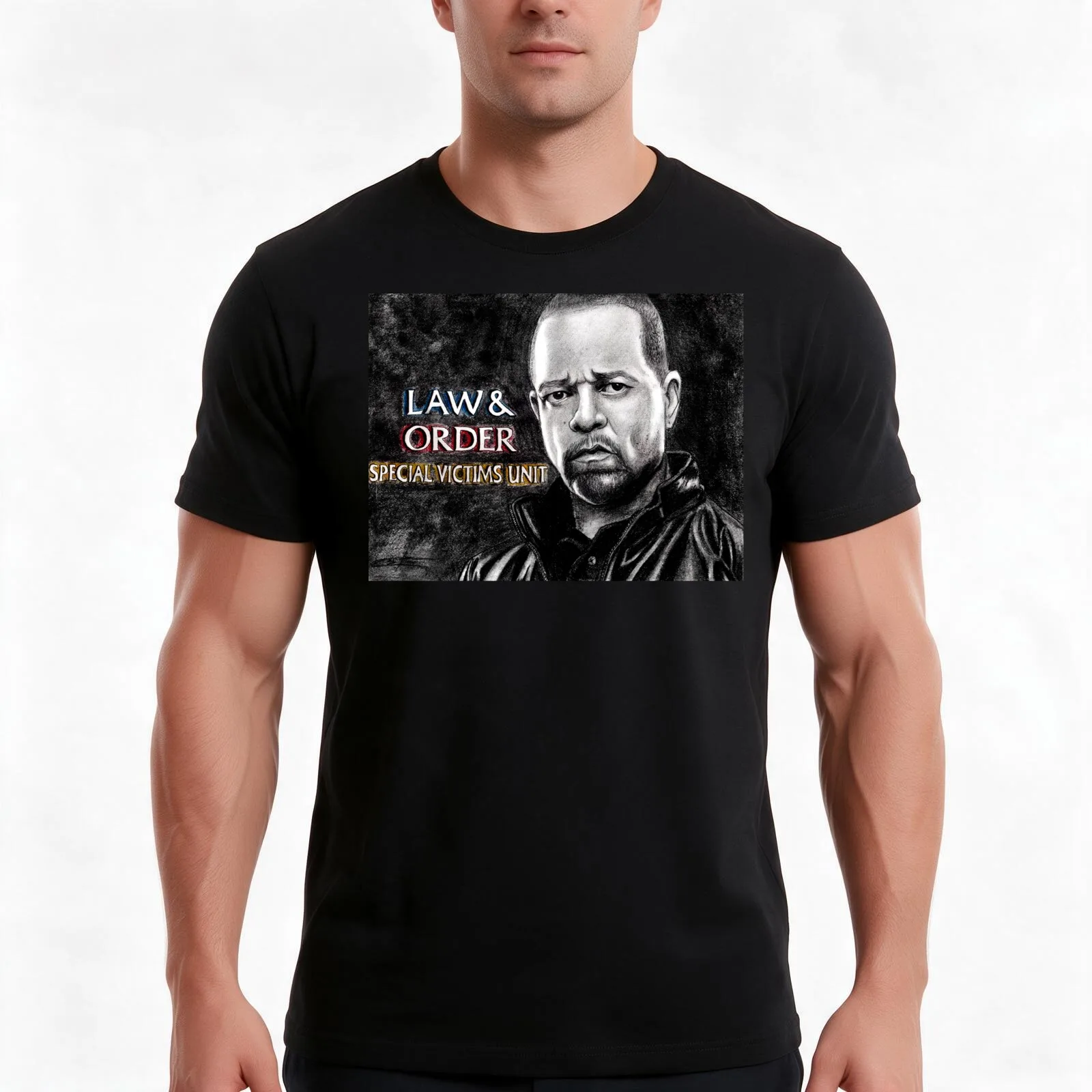 Fin Tutuola from Law and Order svu T-Shirt, Summer Casual Cotton Tee, Oversized Streetwear Tops, Vintage Graphic Print