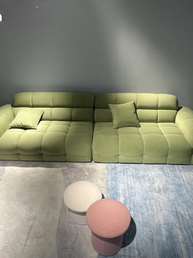 Y Green Fabric Sofa Light Luxury Modern Simple Straight Three Four-Seat