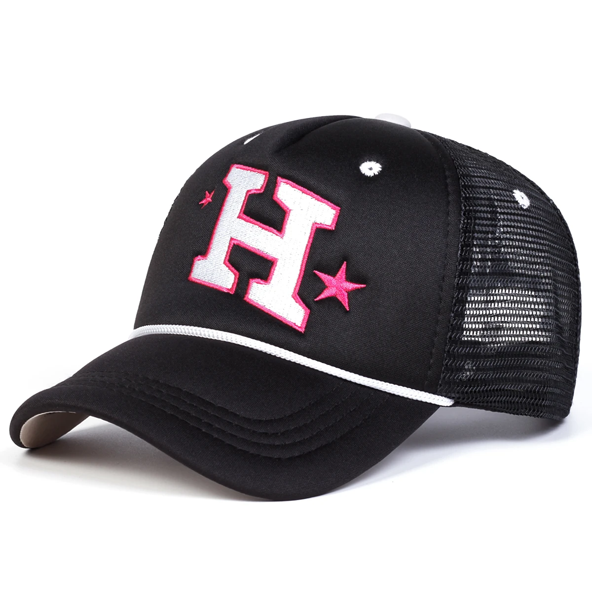 Unisex H Letter Embroidery Baseball Net Caps Spring and Summer Outdoor Adjustable Casual Hats Sunscreen Hat