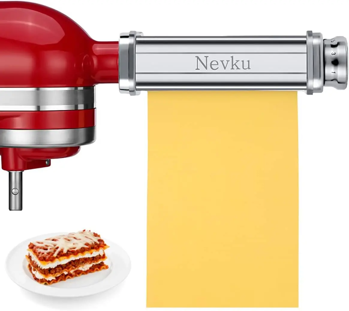 

Stainless Steel Pasta Roller Attachment with 8 Adjustable Thickness Settings for Stand Mixers