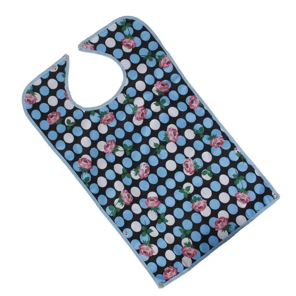 Large Waterproof Adult Bib for Eating PVC Anti Stain Protector Adjustable Neck Snap for Elderly Disabled Care