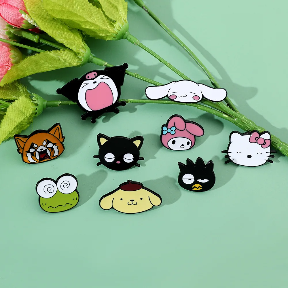 9 Styles Sanrio Brooch Action Anime Figures Cartoon Clothes Ornaments Cute Toys Children Gift Friends Pins for Backpacks