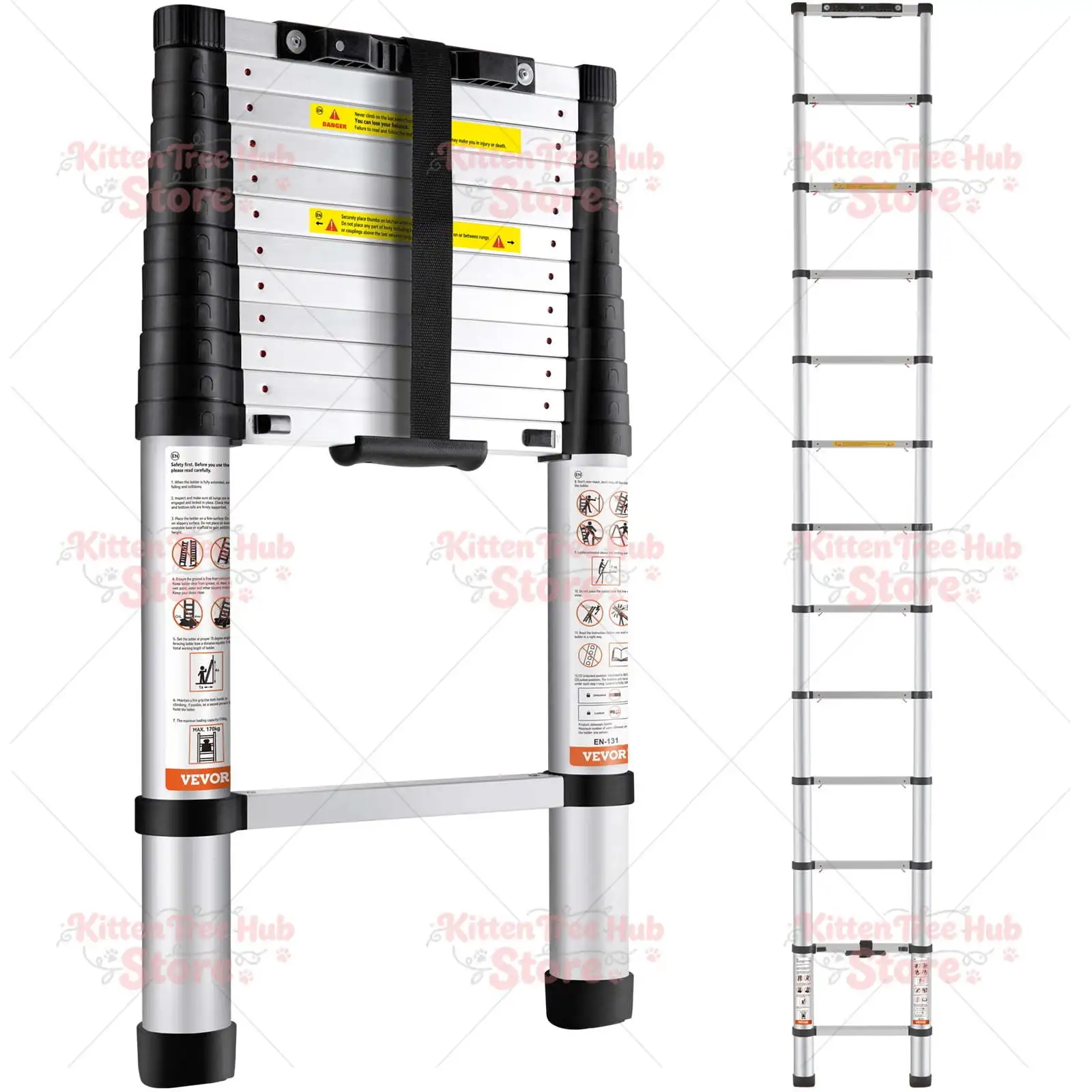 High Quality Modern Portable Home Industrial Safety Insulated Security Aluminum Telescopic Folding Extension Ladder Warehouse