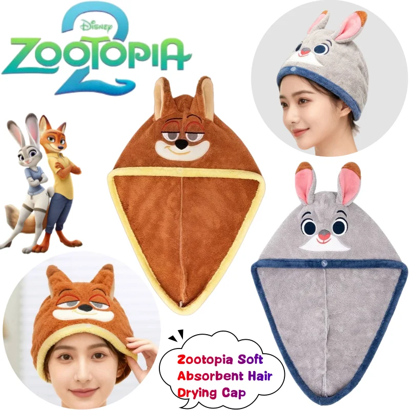 

Новая салфетка для сушки волос Disney Zootopia с принтом Джуди Хоппс и Ника Уайльда, яркий цвет, аниме, мультфильм, для дома, милая, мягкая, впитывающая