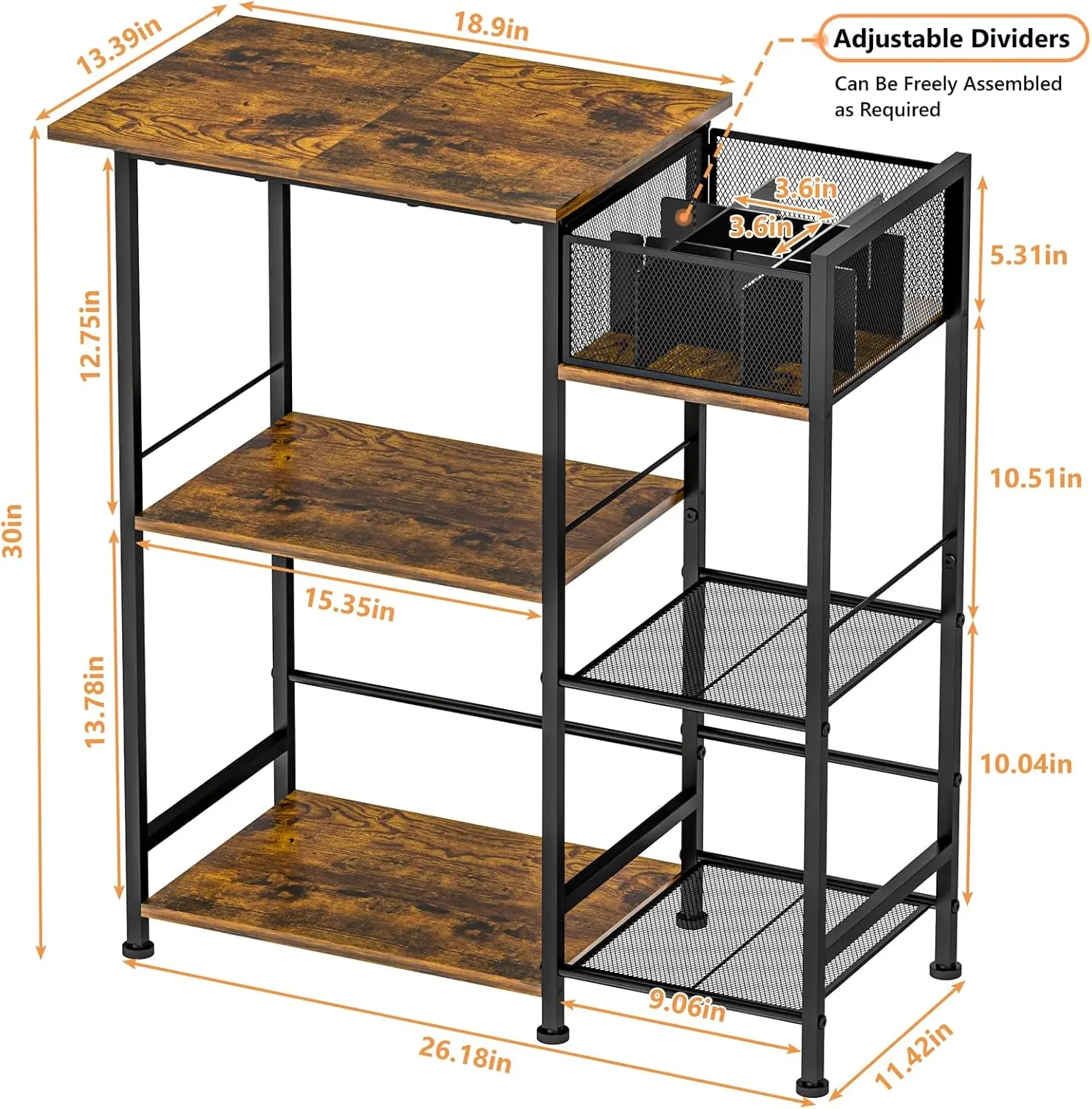 Coffee Station Cabinet , Farmhouse Coffee Stand, 3 Tier Coffee Table for Living Room/Entryway/Kitchen