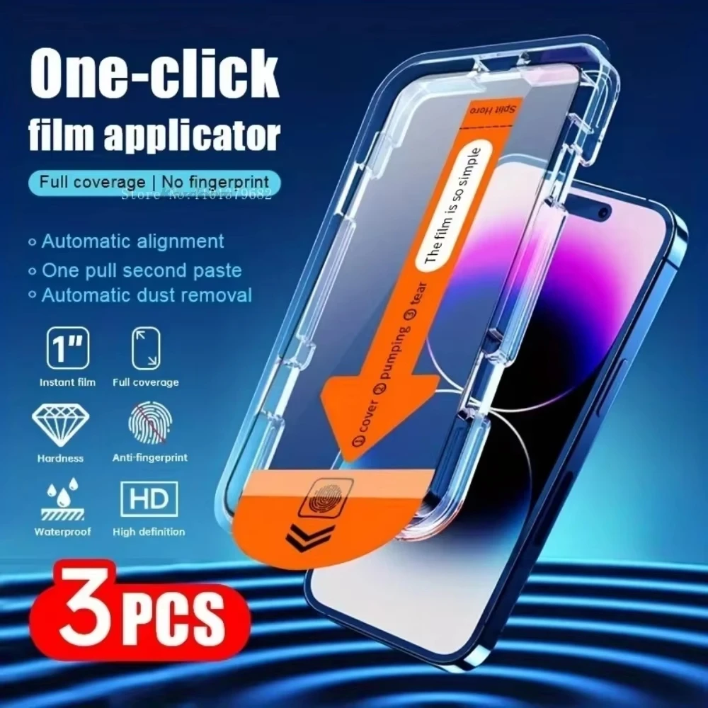 

1-3Pcs Dust Free Installation Screen Protector For iPhone 17 Pro Max 16 15 14 13 12 11 16e 17Air XR X XS 7 8 Plus Tempered Glass