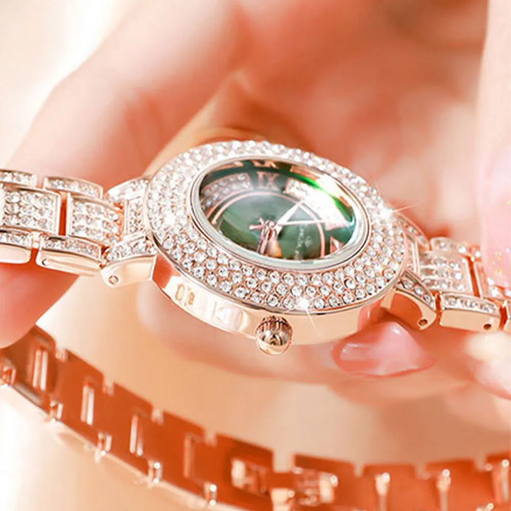 Женские модные часы с бриллиантами, кварцевые часы с бриллиантовым ремешком, водонепроницаемые роскошные женские платья, наручные часы, подарок для женщин