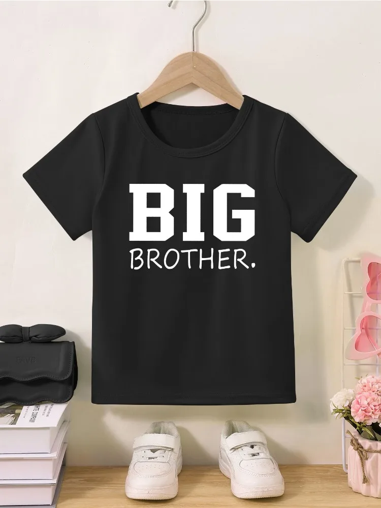 

2025 BIG BROTHER Fashion Printed Children's T-shirt Soft and Breathable Summer Short Sleeve Round Neck Casual Pure Cotton Top