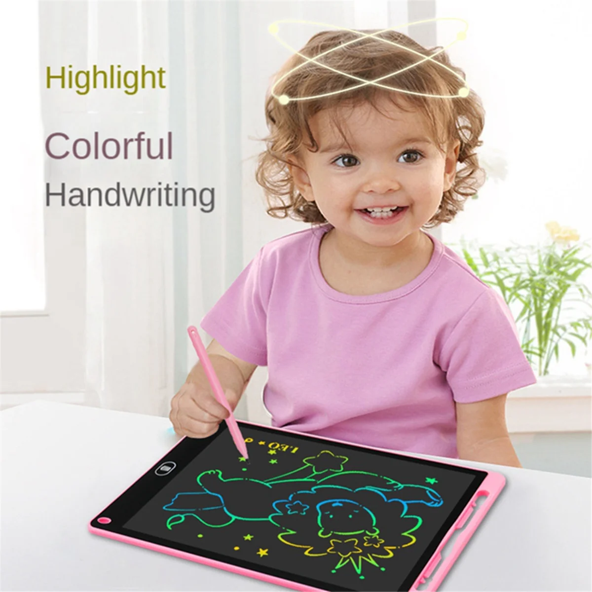 12 Inch K Model Lcd Handwriting Board Color Drawing Doodle Eye Protection Writing Board Color Screen,Light Pink