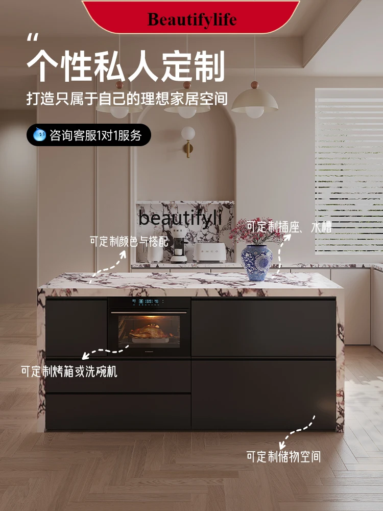 

Dining table integrated open kitchen bar rock slab middle guide table modern simple cooking table G1218