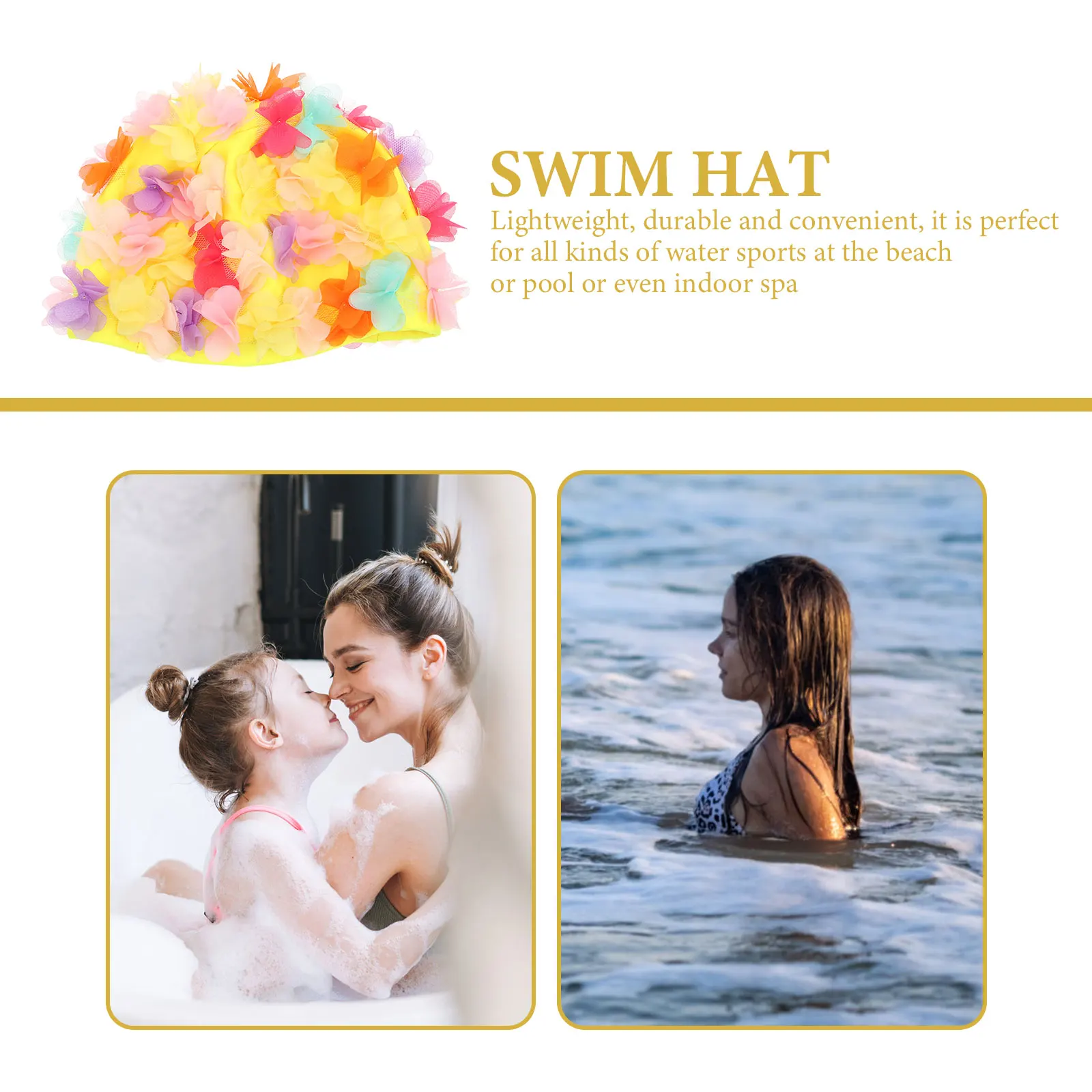 

Retro Flower Petals Swimming Hat for Women Lightweight Durable Shower Cap Pool Bath Hat Swim Caps for Women Swimming Caps