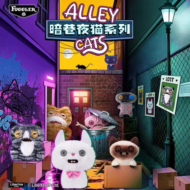 

Fuggler Alley Cats Plush Keychain Blind Box Funny Monster Stuffed Toy Bag Charm Authentic Collectible Trendy Adult Collectors