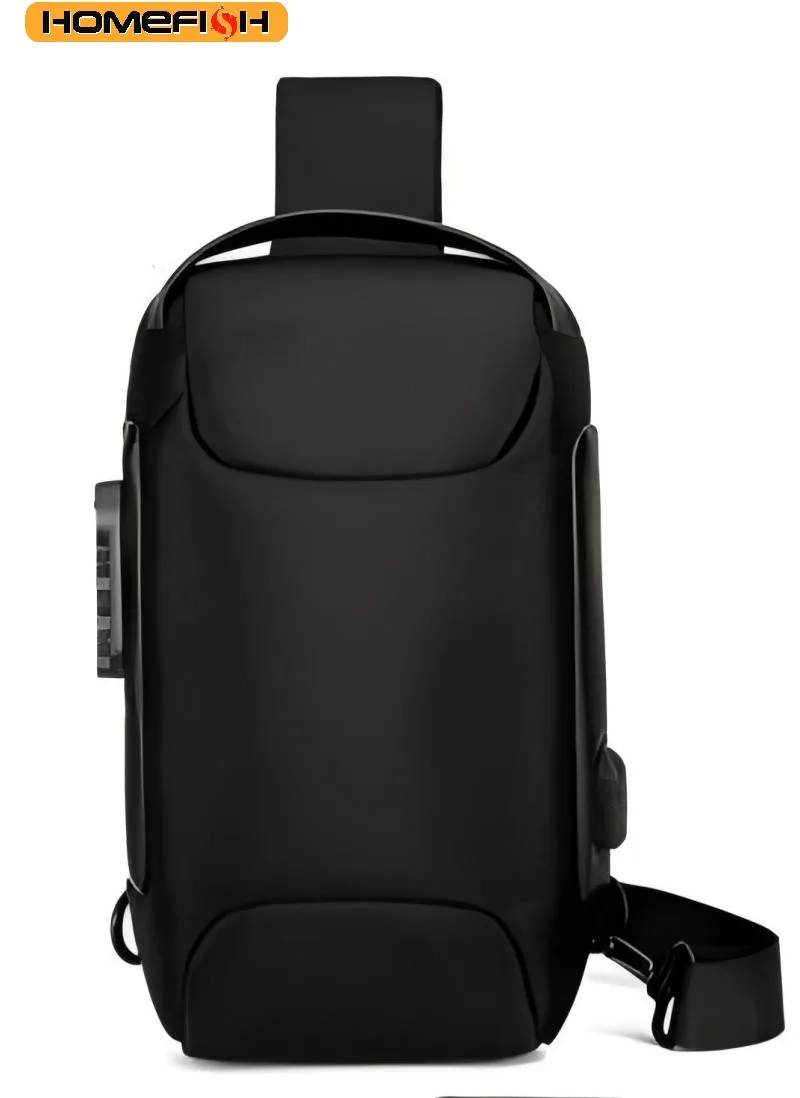 Homefish Usb Crossbody Bag Anti-Theft Shoulder Bags Waterproof Oxford Waist Bag Multifunction Short Travel Messenger Chest Pack