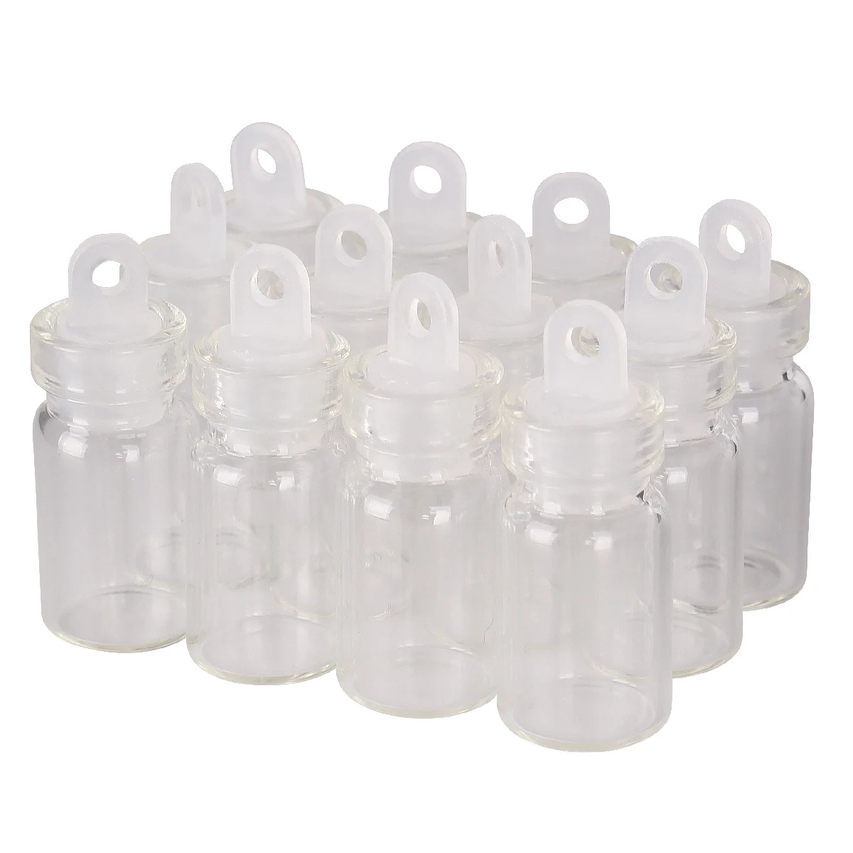 100pcs 11*22*6.5mm 1ml Mini Glass Wishing Bottles Tiny Jars Vials With Plastic Stopper
