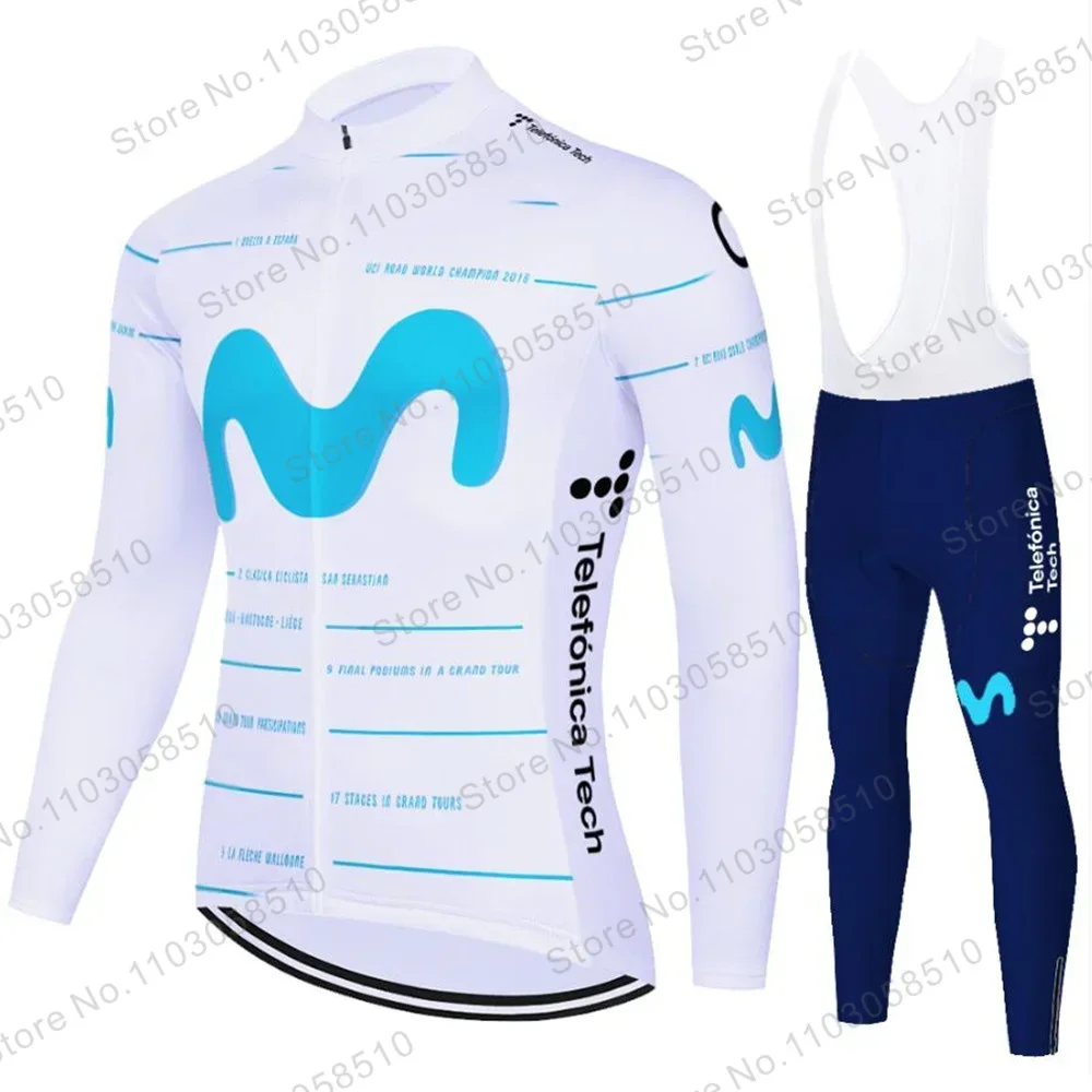 Movistar Autumn Cycling Jersey Set Bicycle Sportwear Suit MTB Uniform Ropa Ciclismo Road Bike Clothing Bicicleta Long Bib Pants