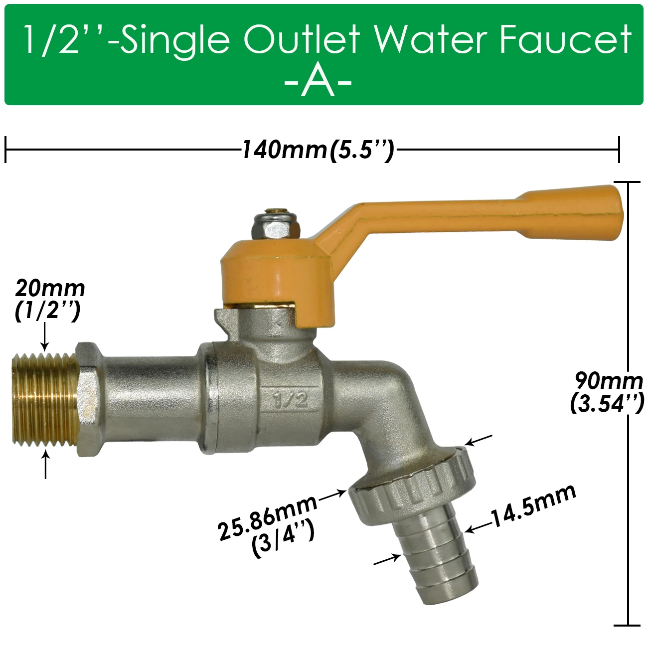 Gartenschlauch Wasserhahn Adapter 1/2'' IBC Wassertank Anschluss 2-Wege 1-Wege Bewässerung Messing Wasserhahn Joint Ersatz Fitting Kugelhahn – Detail 7