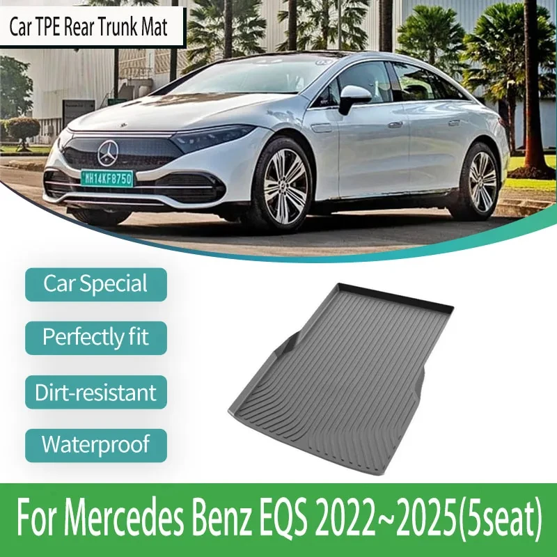 

Car Trunk Boot Mats For Mercedes Benz EQS V297 2022 2023 2024 2025 TPE Pad Waterproof Trunk Carpet Mud Auto Interior Accessories