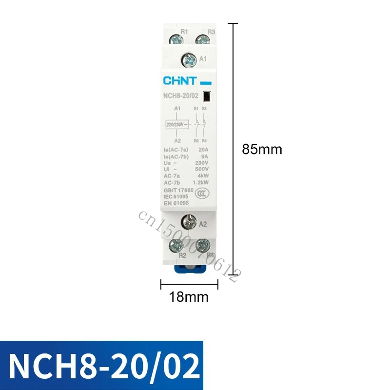 CHINT NCH8 20A 25A 40A 63A Din Rail Household MIni AC Contactor 220V 230V 400V 63/22 63/40 40/40 40/22 1NO 1NC 2NO 2NC 4NO 2P 4P