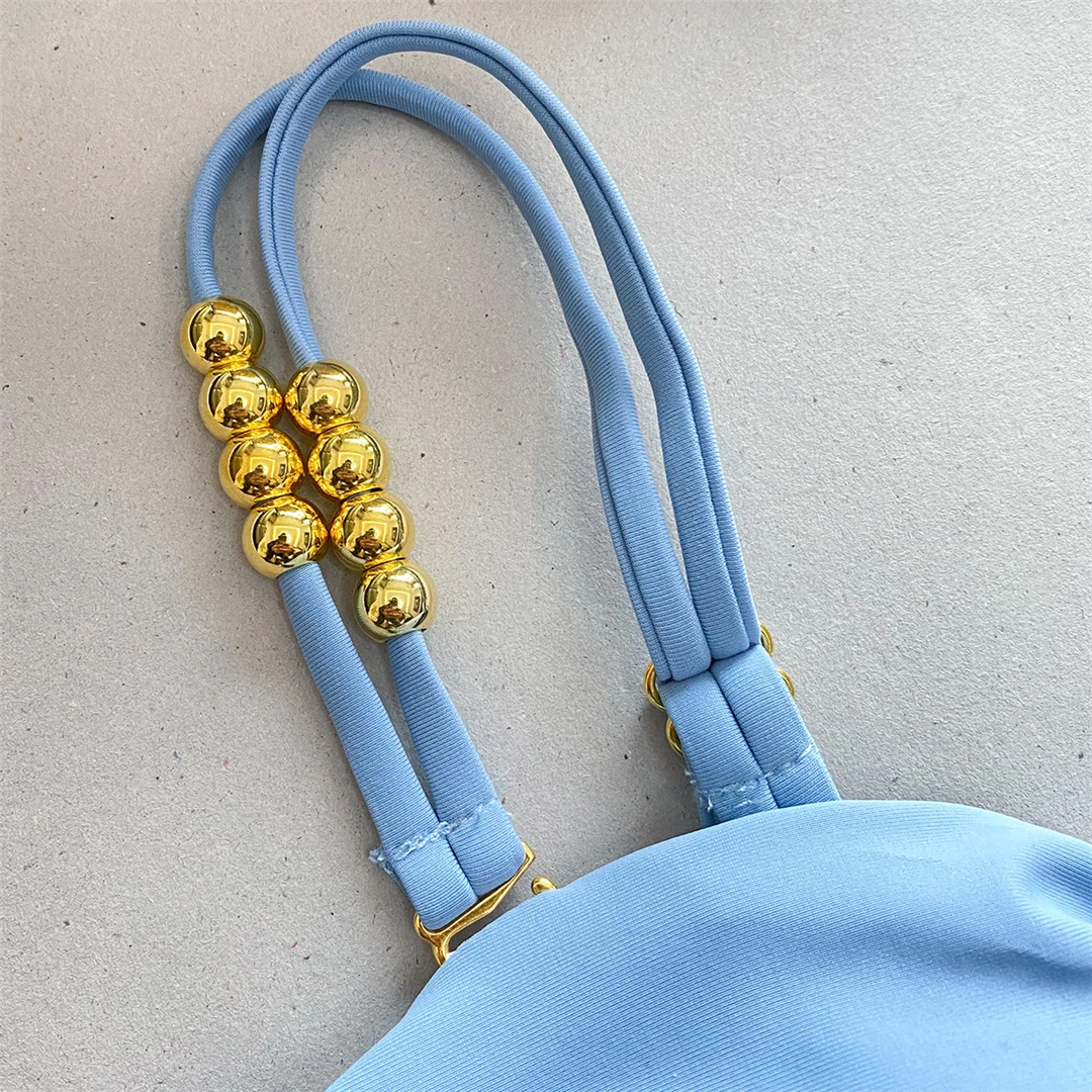 S - XL Sexy, mit Ausschnitten und Knoten versehener Rock, einteiliger Badeanzug, Damen-Badebekleidung, Damen-Badeanzug mit Falten, Badeanzug, Modell V5423. – Detail 22