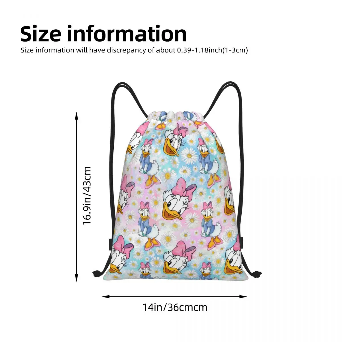 حقيبة ظهر رياضية برباط على شكل رسوم كرتونية مخصصة دونالد داك للرجال والنساء حقيبة تدريب كاواي أنيمي
