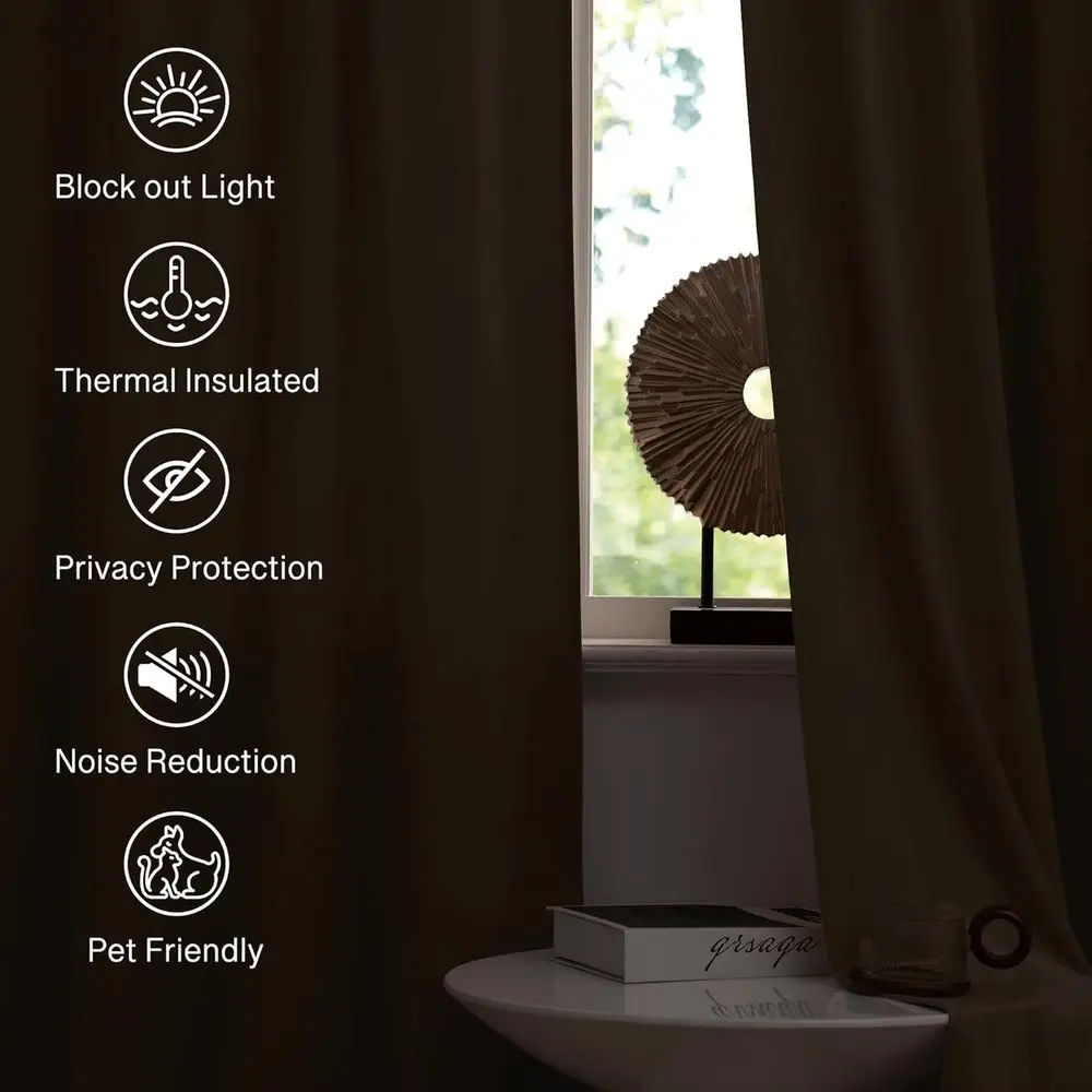 Beige Velvet 96 Raumverdunkelungsvorhänge – robuste, wärmeblockierende Platten für Hotel/Bauernhaus, B52 x L96, 2er-Set