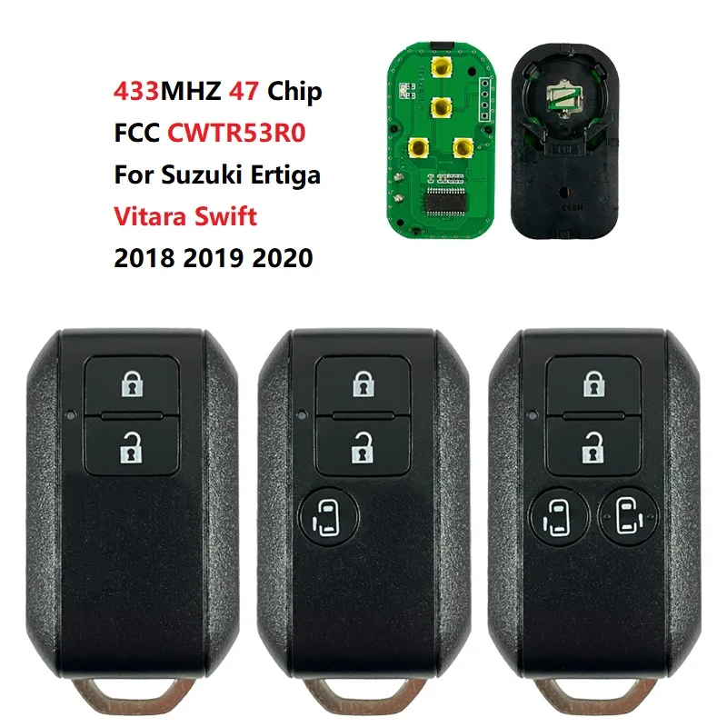 CN048026 FCC CWTR53R0 2/3/4 Buttons 433MHZ FSK ID47 Chip Remote Control Car Key For Ertiga 2018 2019 2020 Vitara Swift