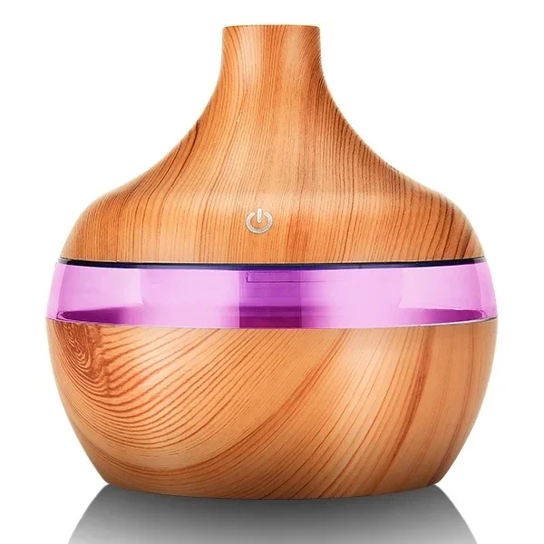 

High Quality 300ml Aromatherapy Essential Oil Diffuser Wood Grain Remote Control Ultrasonic Air Humidifier with 7 Colors Light