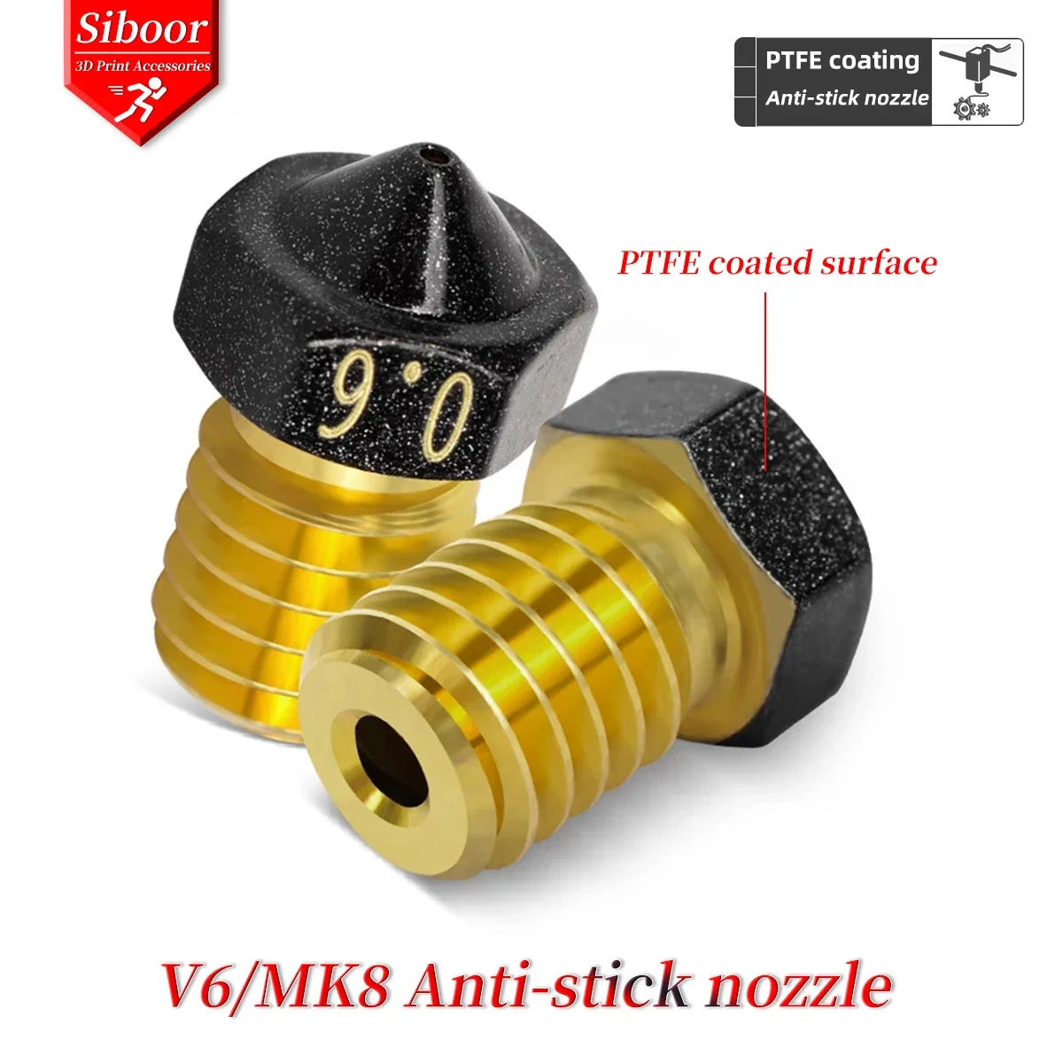 Nieuwe Mk8 Coating Nozzles V6 0.4Mm 0.6Mm 3d Printing Onderdelen Petg Non-Stick J Hoofd Voor Crealiteit E3d 1.75Mm A8 CR-10