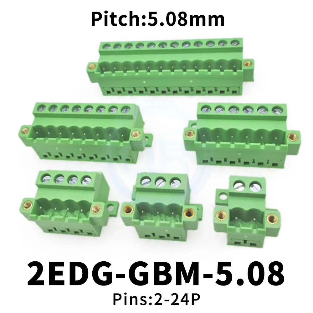 (1 pcs) KF 2EDG-GBM - 5.08MM Flanged Screw Terminal Block with Fixed Ears Locking Plate Pin Header 2~24Pin 15EDG GBM 5.08